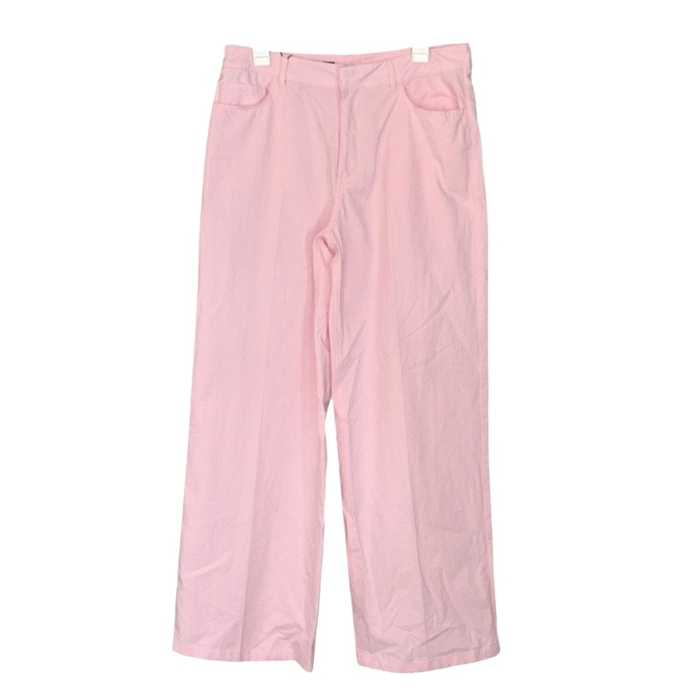 NWT Zara Light Pink Straight Leg High Waist Baggy Trousers Pants - M - Picture 6 of 16